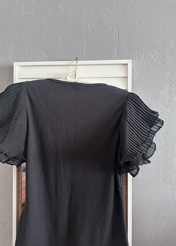 V Yaka Pilili Siyah Kadın Bluz - Görsel 2