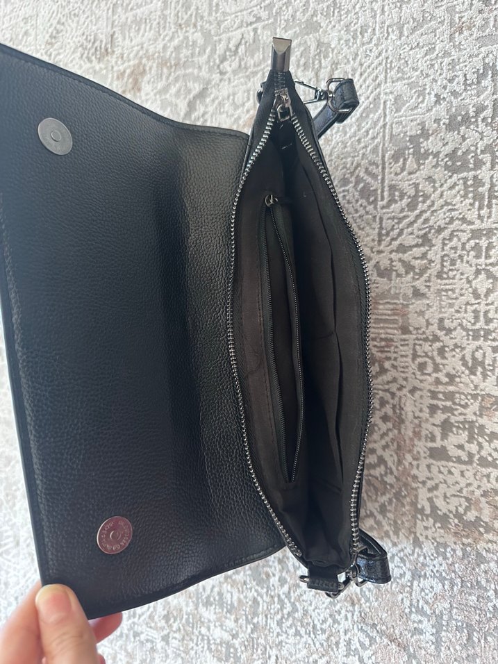 Siyah Yılan Desenli Deri Kadın Çanta - Görsel 3