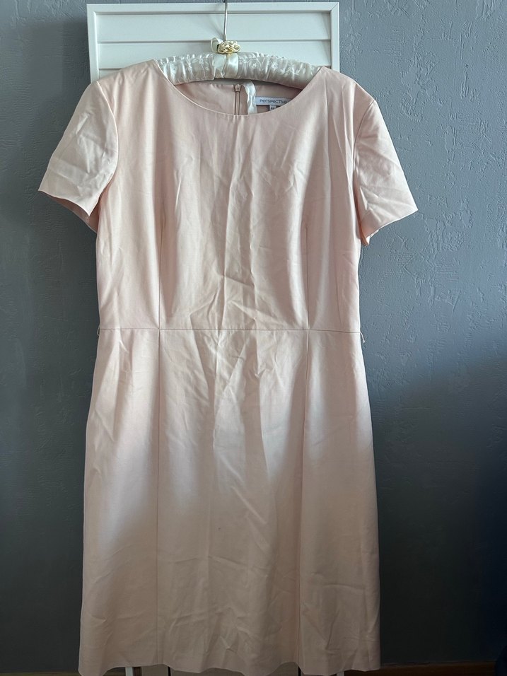 Krem Kısa Kollu Midi Keten Elbise - Görsel 2