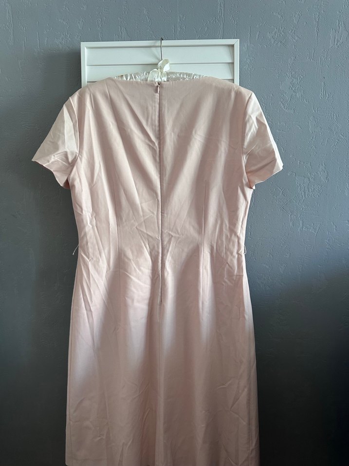 Krem Kısa Kollu Midi Keten Elbise - Görsel 3