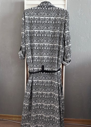 Desenli Gri Uzun Bohem Elbise - Görsel 2