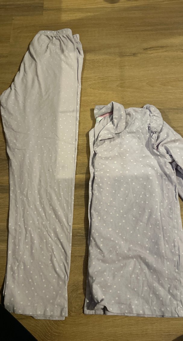 Kız Çocuk Gri Uzun Kollu Keten Pijama - Görsel 2