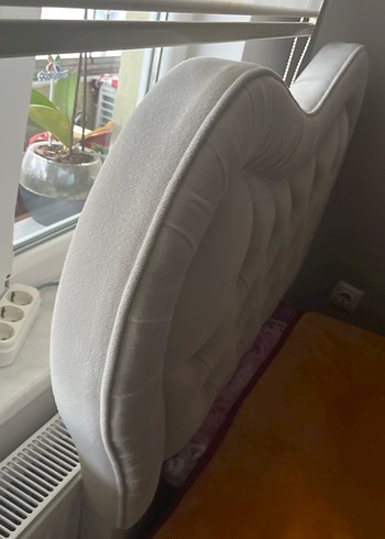 Nakışlı Beyaz ve Gri Yatak başlığı - Görsel 6