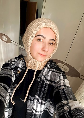 Bej Örgü Kadın Bere, balaklava - Görsel 2