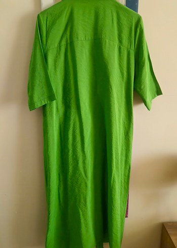 Parlak Yeşil, Yarım Kollu, Salaş Kadın Uzun Elbise - Görsel 4