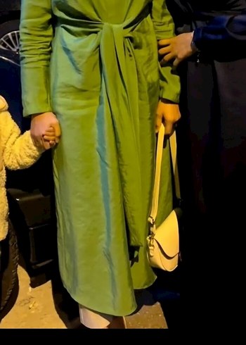 Parlak Yeşil, Yarım Kollu, Salaş Kadın Uzun Elbise - Görsel 2