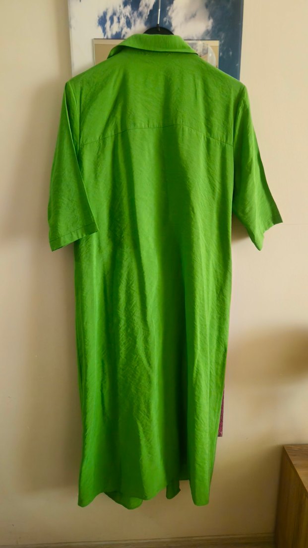 Parlak Yeşil, Yarım Kollu, Salaş Kadın Uzun Elbise - Görsel 4