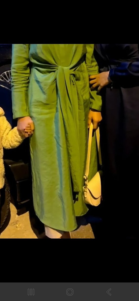 Parlak Yeşil, Yarım Kollu, Salaş Kadın Uzun Elbise - Görsel 2