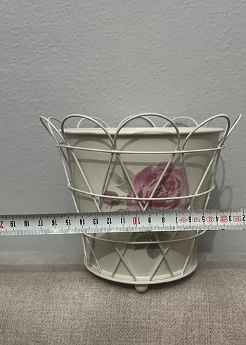 Beyaz Çiçek Desenli Seramik Vazo - Görsel 3