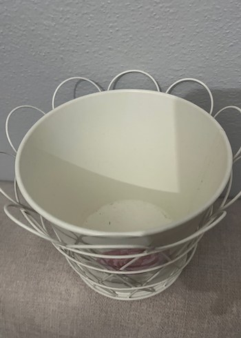 Beyaz Çiçek Desenli Seramik Vazo - Görsel 4