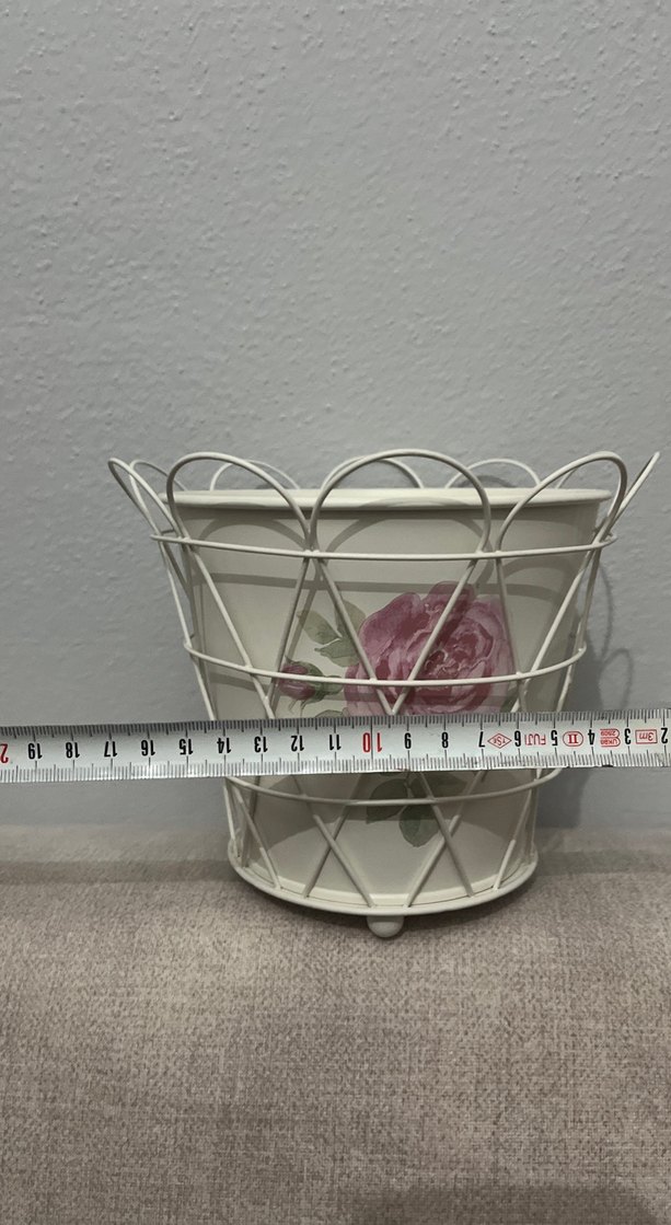 Beyaz Çiçek Desenli Seramik Vazo - Görsel 3