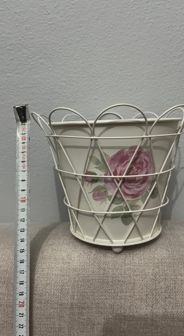 Beyaz Çiçek Desenli Seramik Vazo - Görsel 2