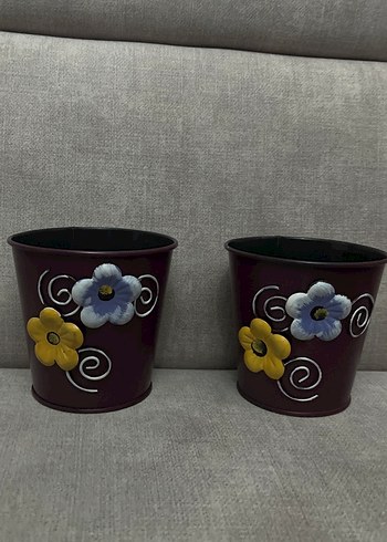 Çiçek Desenli Mor Seramik Vazo - Görsel 2