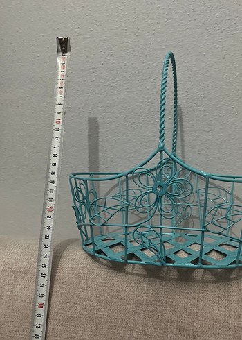 Turkuaz Metal Dekoratif Sepet - Görsel 2