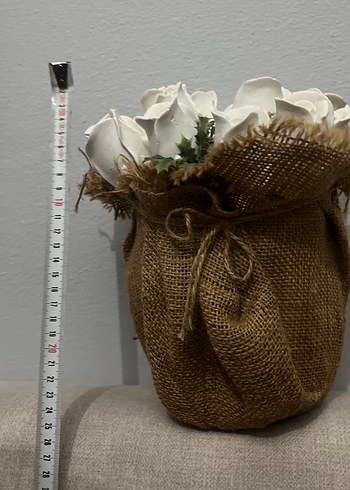 Hasır kaplı beyaz vazo - Görsel 2