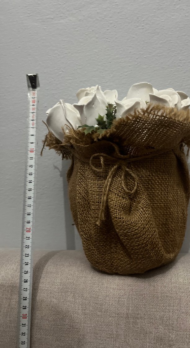 Hasır kaplı beyaz vazo - Görsel 2