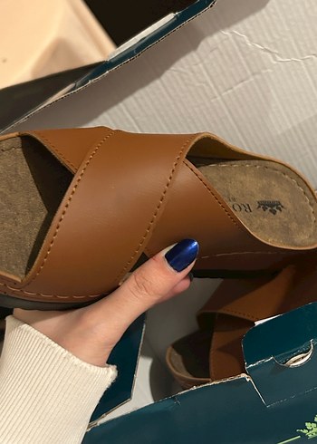 Kahverengi Deri Erkek Terlikler ROYJO - Görsel 2