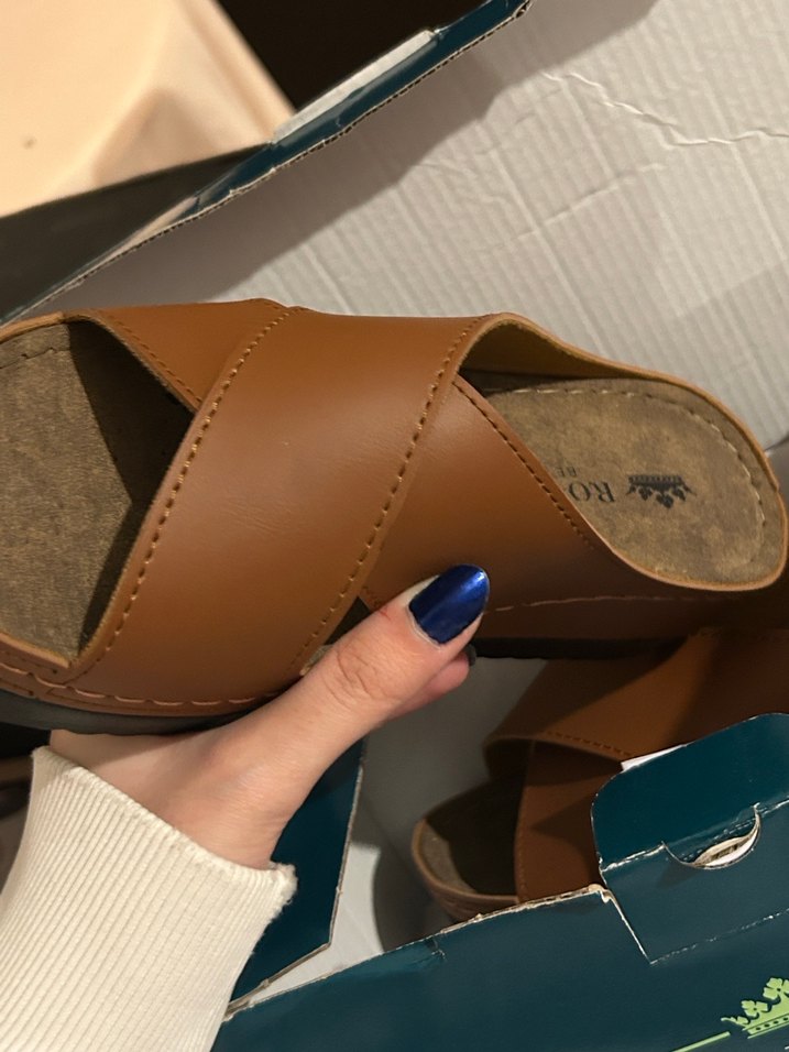 Kahverengi Deri Erkek Terlikler ROYJO - Görsel 2