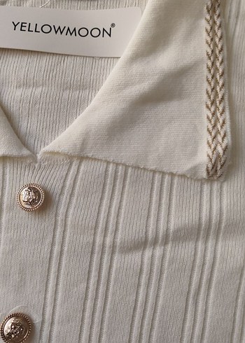 Düğmeli Bej Uzun Kollu Triko Elbise - Görsel 2