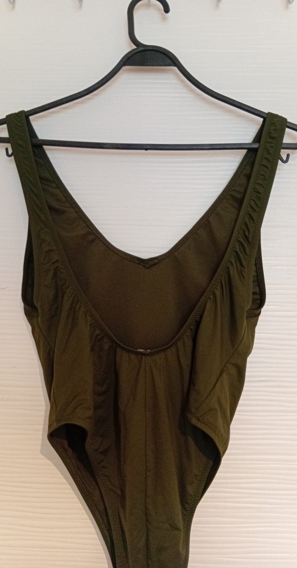 Haki Renk Drapeli Kolsuz Kadın Mayo - Görsel 2