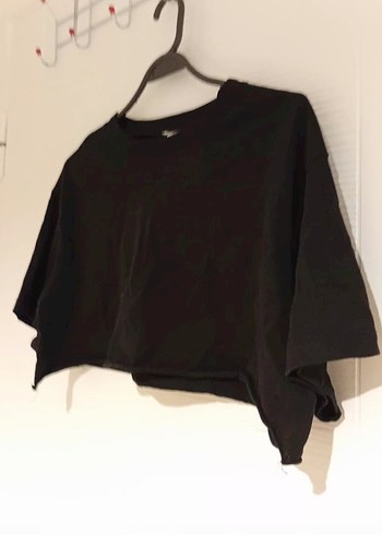 Siyah Kadın Kısa Kollu Crop - Görsel 2