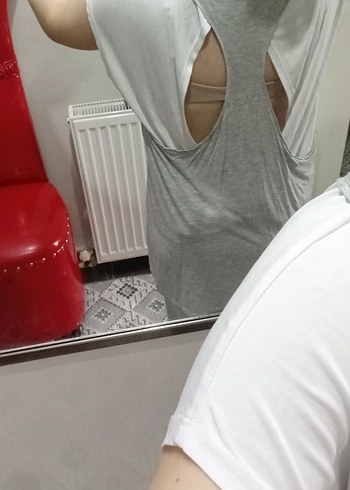 Gri Kısa Kollu Normcore Kadın Tişört - Görsel 5