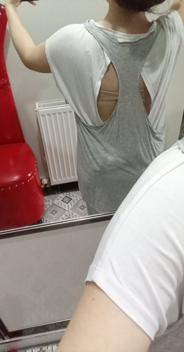 Gri Kısa Kollu Normcore Kadın Tişört - Görsel 5