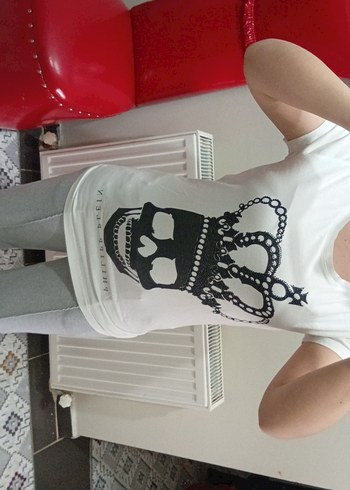 Baskılı Beyaz Rock Punk Kadın Tişört - Görsel 2