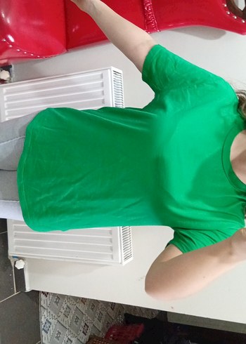 Kadın Yeşil Basic Kısa Kollu Tişört - Görsel 2