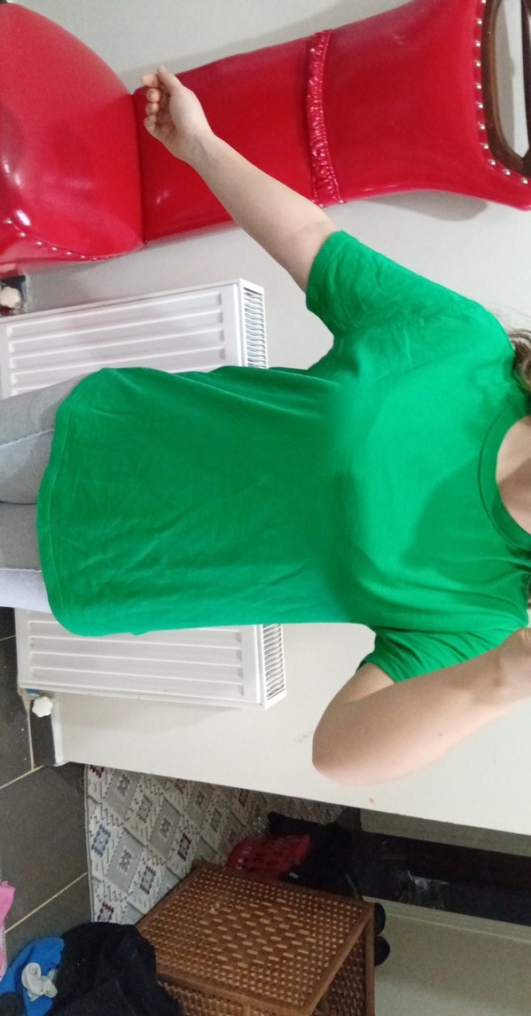 Kadın Yeşil Basic Kısa Kollu Tişört - Görsel 2