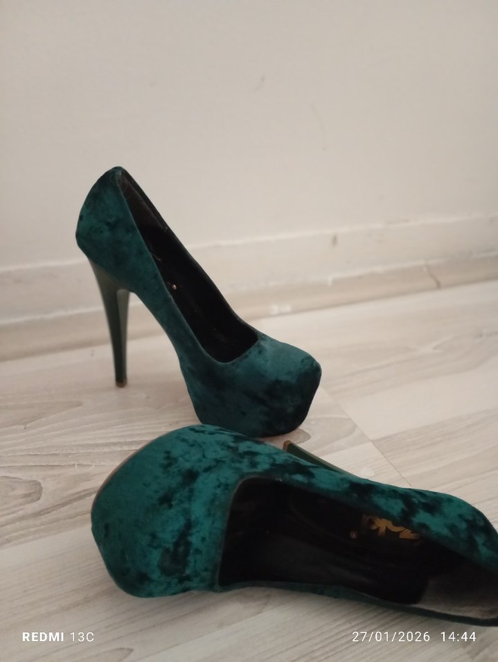 Kadın Turkuaz Süet Platform Topuklu Stiletto - Görsel 2