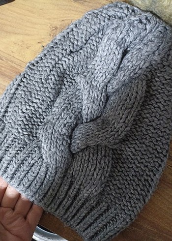 Gri Örgü Kadın Bere - Görsel 2