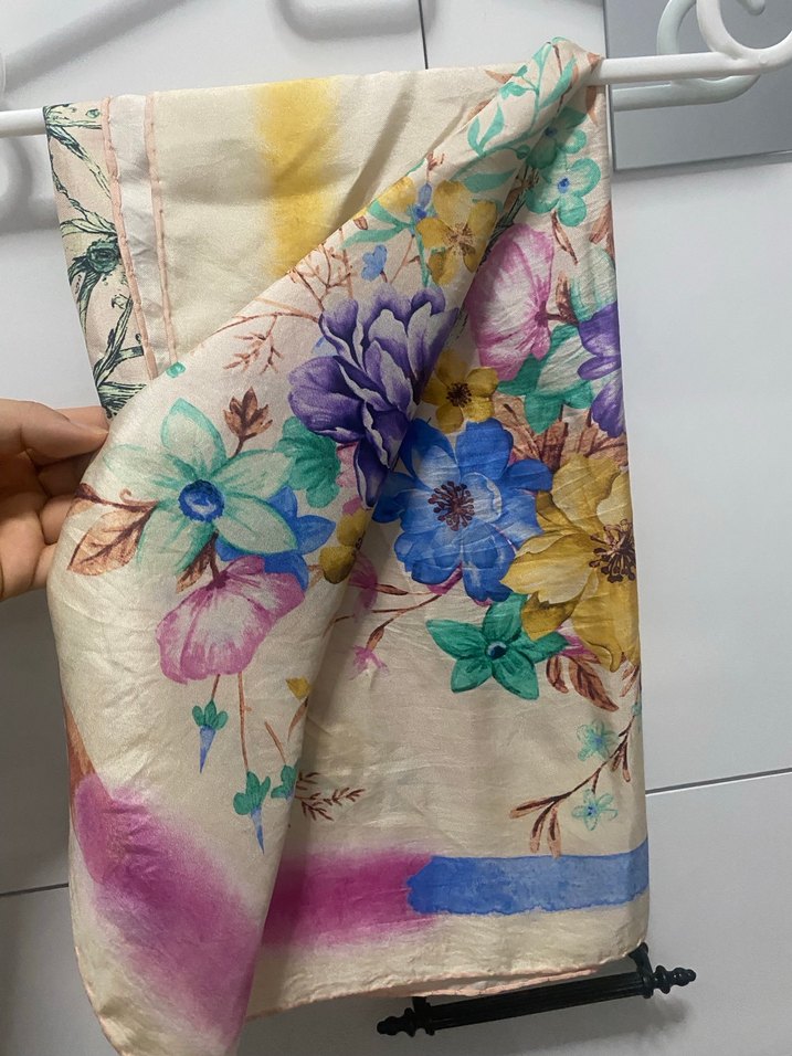 Bohem Tarz Pastel Çok Renkli Kadın İpek Şal Silk Home marka - Görsel 2