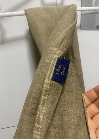 Koyu Bej Keten Kadın Şal - Görsel 2