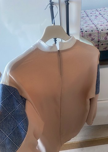 Bej Uzun Kollu Düğmeli Kadın Tunik - Görsel 3