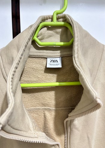 Bej Fermuarlı Yüksek Yakalı Sweatshirt - Görsel 2