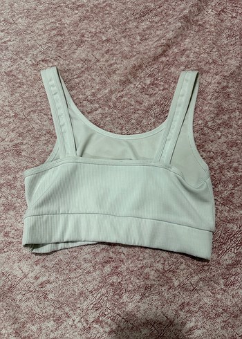 Beyaz Spor Kısa Crop Top - Görsel 2