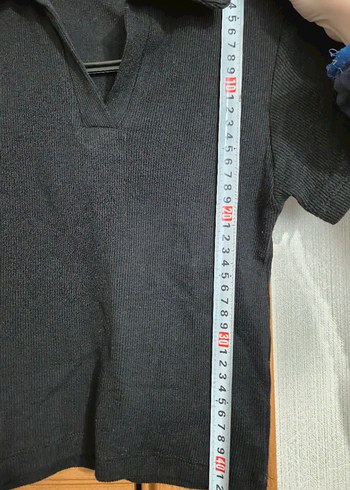 V Yaka Düğmeli Siyah Kadın Crop - Görsel 5