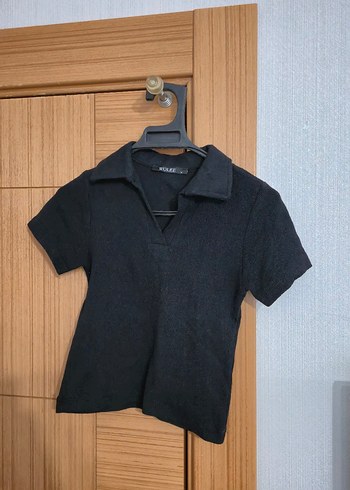 V Yaka Düğmeli Siyah Kadın Crop - Görsel 3