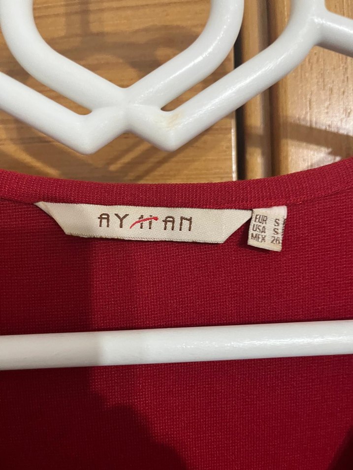 Kırmızı V Yaka Midi Triko Elbise - Görsel 2