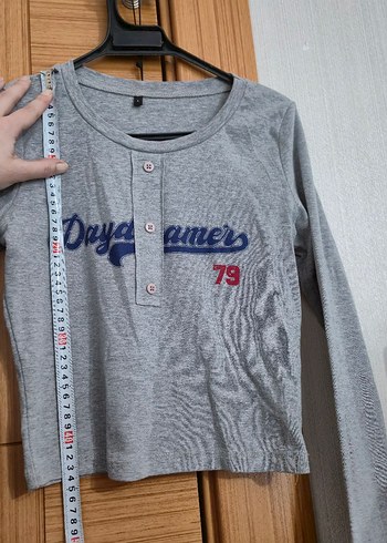 Düğmeli Gri Kadın CropBody - Görsel 3