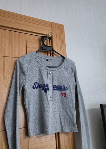 Düğmeli Gri Kadın CropBody - Görsel 6