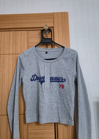 Düğmeli Gri Kadın CropBody - Görsel 5