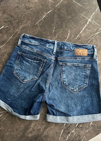 Kadın Mavi Mini Denim Şort - Görsel 5