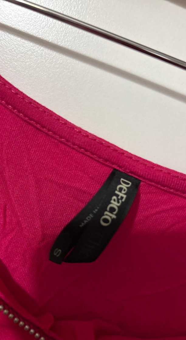 Pembe V Yaka Kolsuz Salaş Bluz - Görsel 2