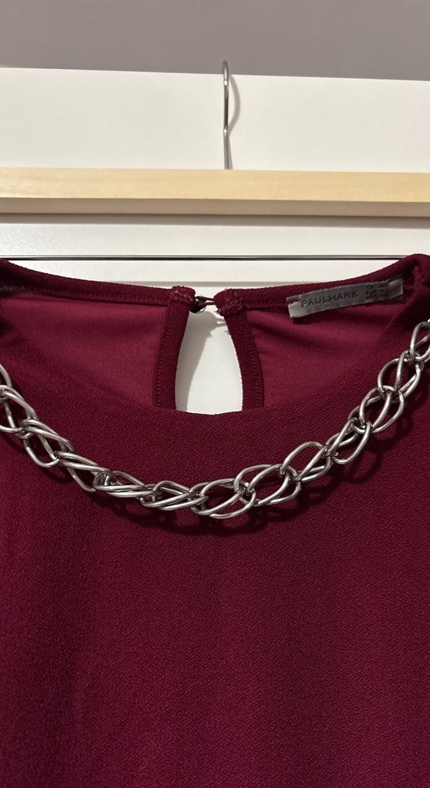 Bordo Drapeli Midi Kadın Abiye Elbise - Görsel 2