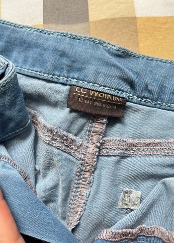 Kız çocuk taşlanmış Mavi Midi Denim Şort - Görsel 3