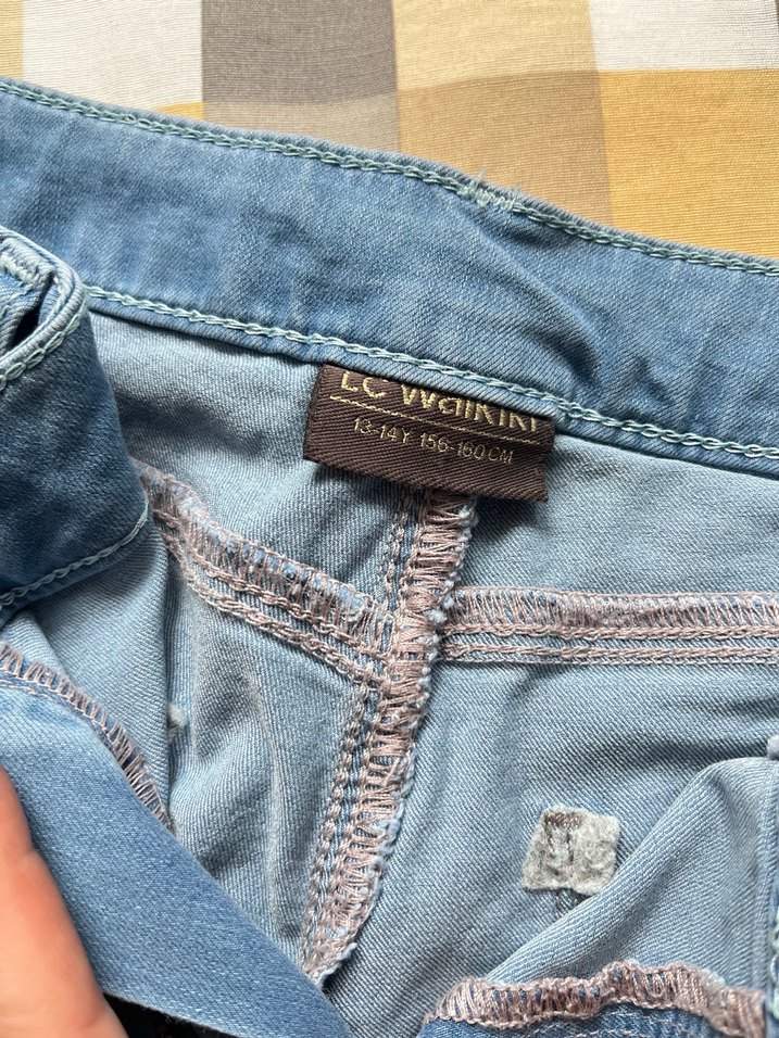 Kız çocuk taşlanmış Mavi Midi Denim Şort - Görsel 3