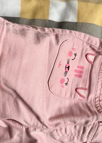 Kız Çocuk Pembe Nakışlı Pamuklu şort - Görsel 2