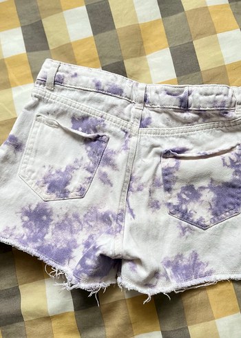 Düğmeli Bağlama Desenli Kız çocuk Mini Kot Şort - Görsel 4